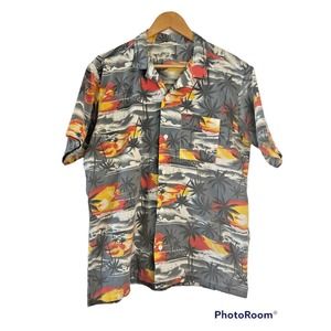 Vintage Beach Bum Hawaiian Ralph Arnold Men's L 100% Cotton Sunset Made in USA‎